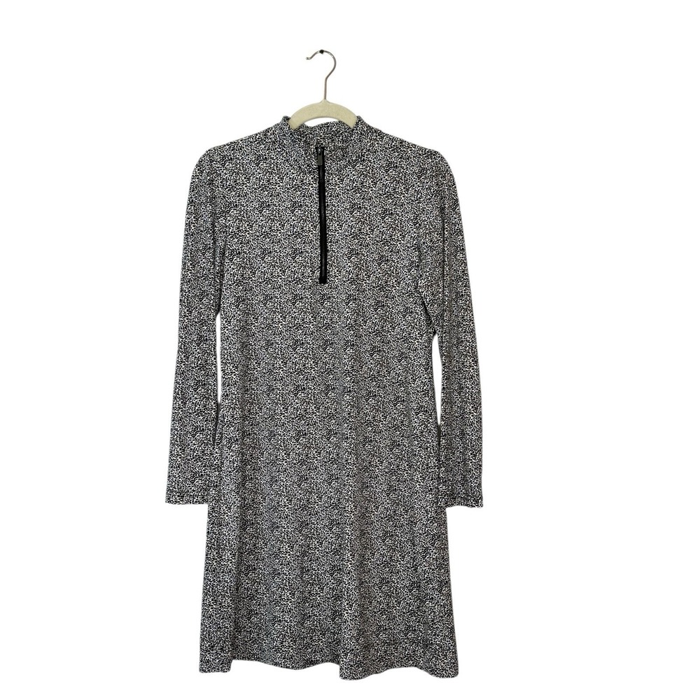 Lulu B Shift Dress Sz XS 1/2 Zip Mock Neck Cheetah Print Long Sleeve UPF 50